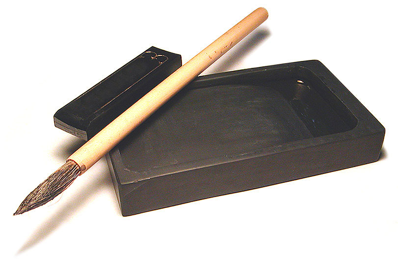 Japanese ink block and brush